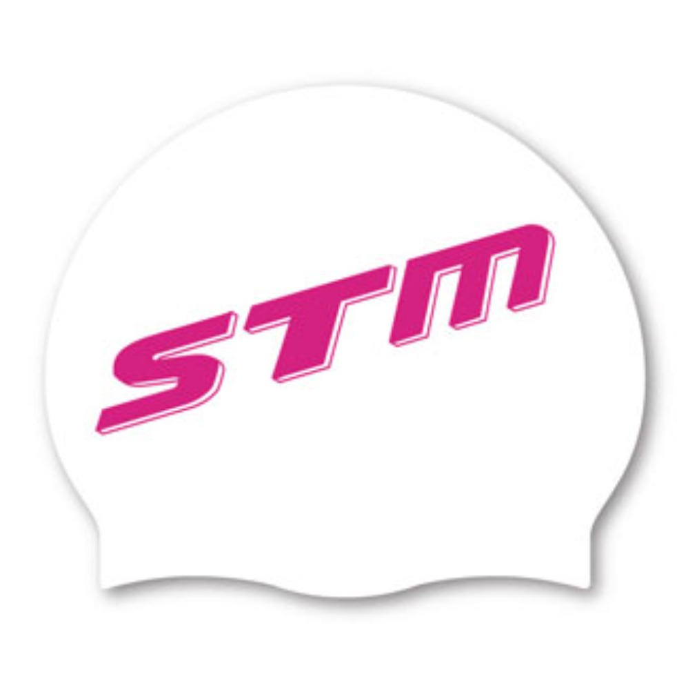 STM 수모 WHITE/PINK 수영모자 실리콘수모